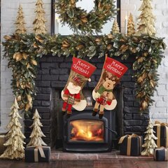 Kalėdinės pakabinamos kojinės Kalėdų Senelis ir elnias kaina ir informacija | Kalėdinės dekoracijos | pigu.lt