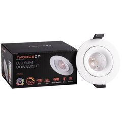 LED Downlight 8W Dim to Warm 520lm IP44 38° CRI>90 PF>0,9 (Internal Driver Included) RAL9003 THORGEON цена и информация | Монтируемые светильники, светодиодные панели | pigu.lt