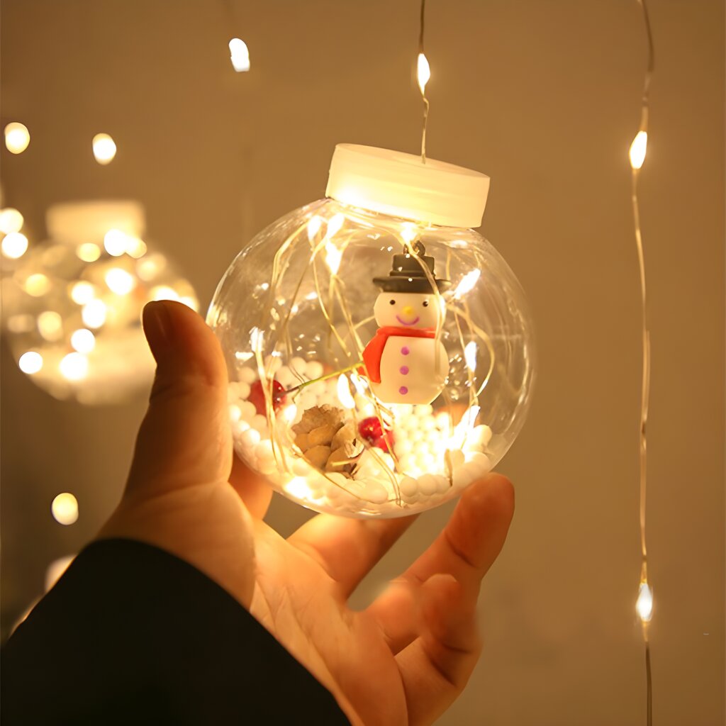 Kalėdinės lemputės su 10 kamuoliukų ir kalėdiniais papuošalais kamuoliukų viduje, 3m, 150 LED, LIVMAN XZV-0603 kaina ir informacija | Girliandos | pigu.lt