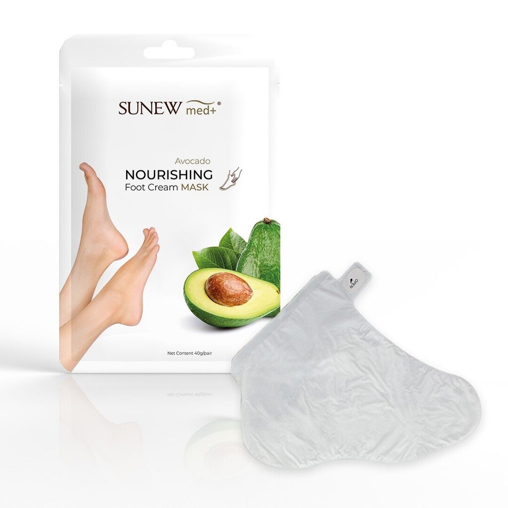 Drėkinanti kaukė/kojinės SUNEWmed+ Foot mask with avocado oil, 1 pora цена и информация | Manikiūro, pedikiūro priemonės | pigu.lt