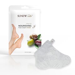 Drėkinanti kaukė/kojinės SUNEWmed+ Foot mask with jojoba oil and olive oil, 1 pora цена и информация | Средства для маникюра и педикюра | pigu.lt