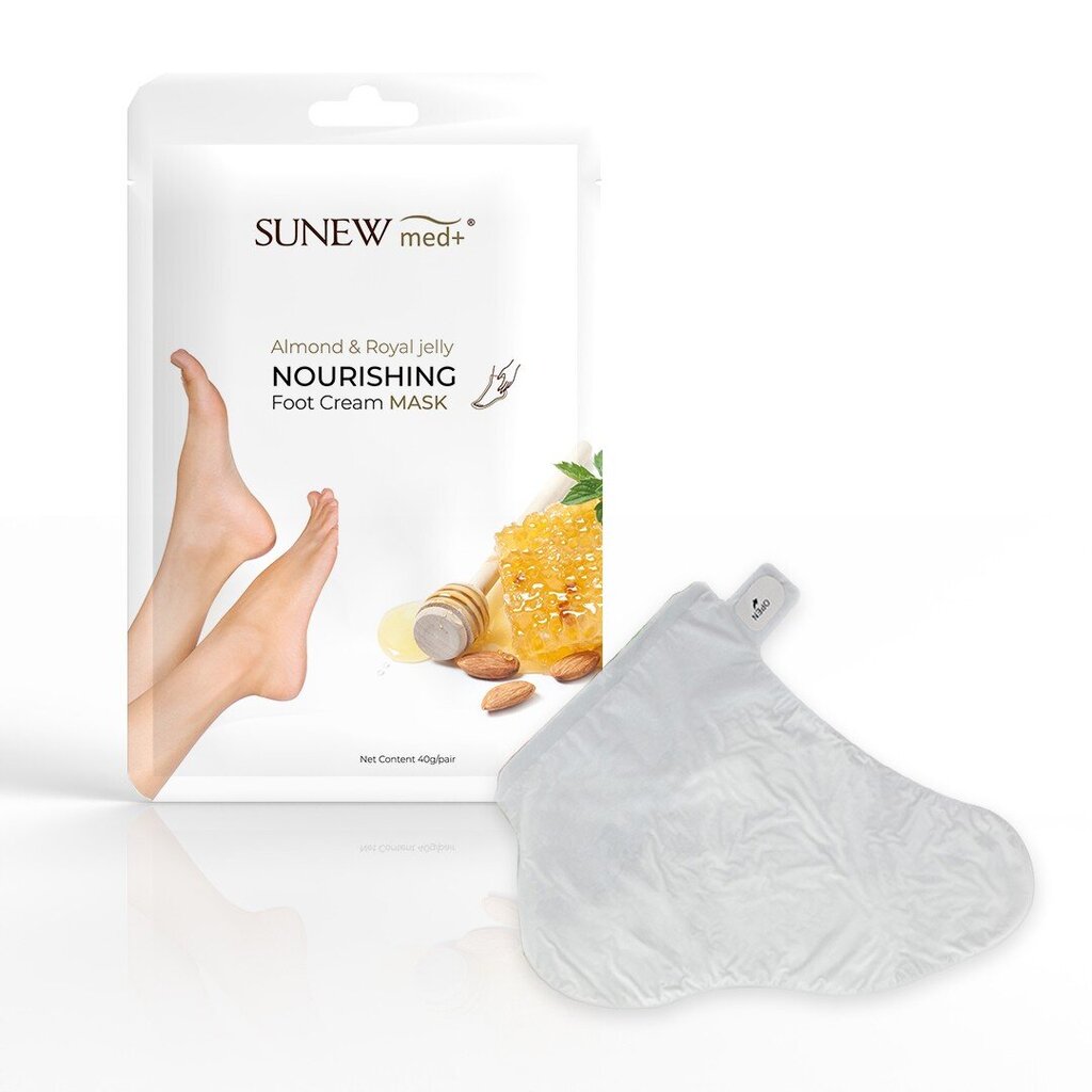 Regeneruojanti kaukė/kojinės SUNEWmed+ Foot mask with sweet almond oil and royal jelly, 1 pora цена и информация | Manikiūro, pedikiūro priemonės | pigu.lt