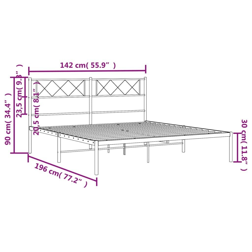 Lovos rėmas vidaXL, 135x190 cm, juodas kaina ir informacija | Lovos | pigu.lt