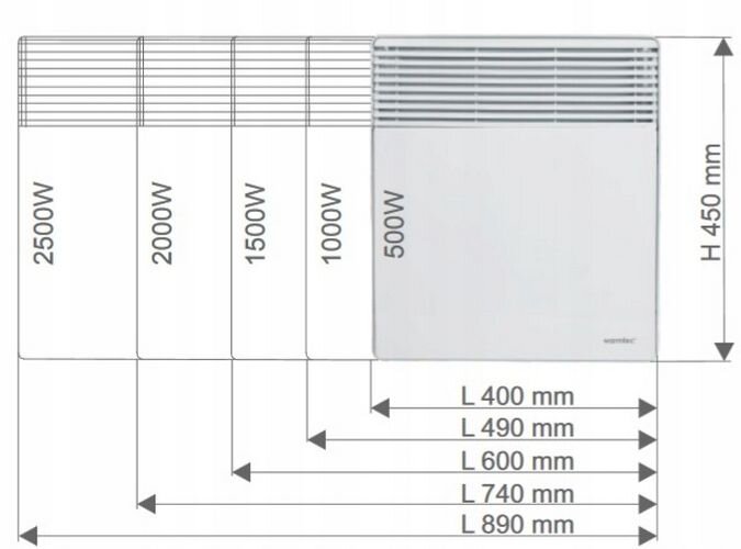 Elektrinis radiatorius - šildytuvas Warmtec EWX 2000W kaina ir informacija | Šildytuvai | pigu.lt