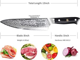 Нож из дамасской стали SanCook VG10 20 см цена и информация | Ножи и аксессуары для них | pigu.lt