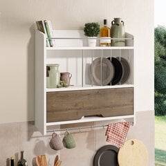 Virtuvės lentyna Asir, 76,6x76,3x20cm, balta/ruda kaina ir informacija | Virtuvės baldų priedai | pigu.lt