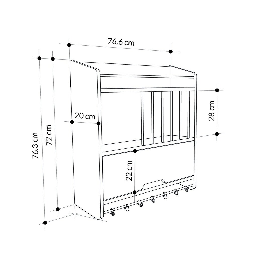 Virtuvės lentyna Asir, 76,6x76,3x20cm, balta/ruda kaina ir informacija | Virtuvės baldų priedai | pigu.lt