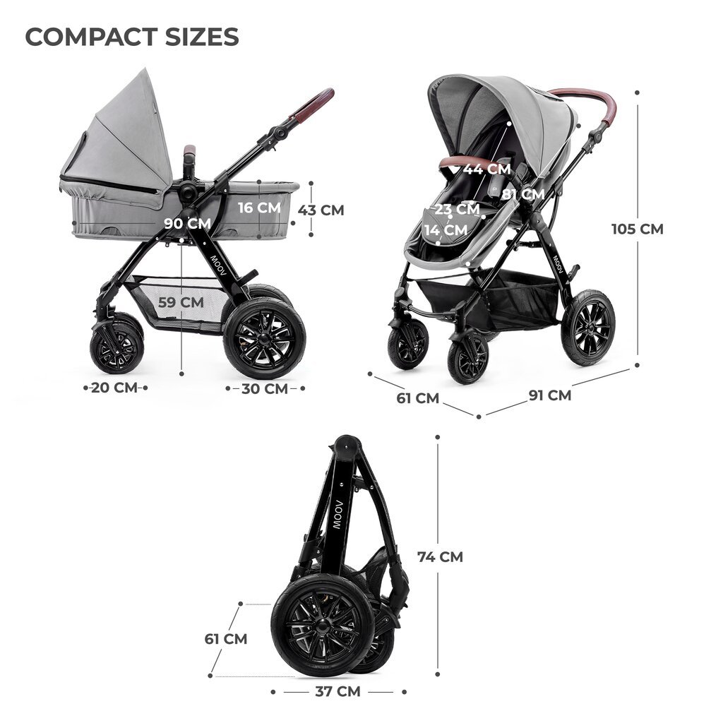 Kinderkraft universalus vežimėlis Moov Mink Pro 3in1, Grey цена и информация | Vežimėliai | pigu.lt