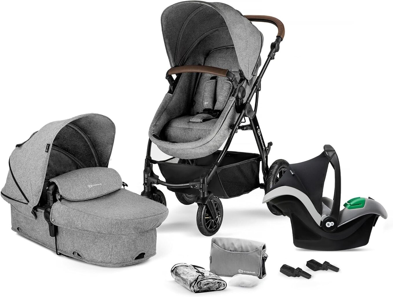 Kinderkraft universalus vežimėlis Moov Mink Pro 3in1, Grey Melange цена и информация | Vežimėliai | pigu.lt