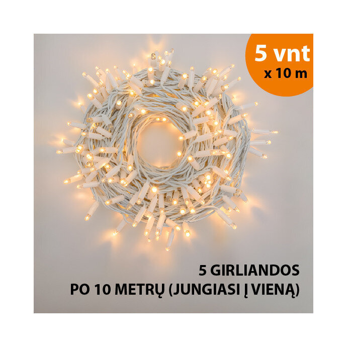 LED Lauko ir vidaus girlianda Proled, 50 m, balta цена и информация | Girliandos | pigu.lt