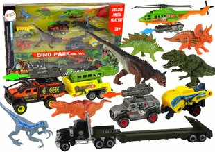 Figūrėlių rinkinys Dinozaurai ir transporto priemonės Lean Toys, 13 d. kaina ir informacija | Žaislai berniukams | pigu.lt