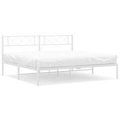 vidaXL Metalinis lovos rėmas su galvūgaliu, baltos spalvos, 193x203cm kaina ir informacija | Lovos | pigu.lt