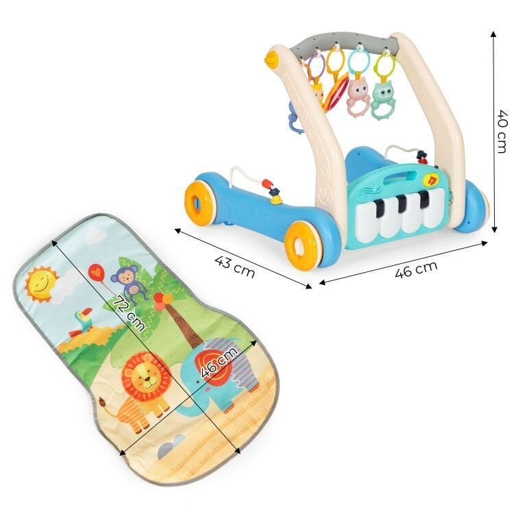 Lavinamasis kilimėlis ir stumdukas 2in1 Huanger HE0637, mėlynas kaina ir informacija | Žaislai kūdikiams | pigu.lt