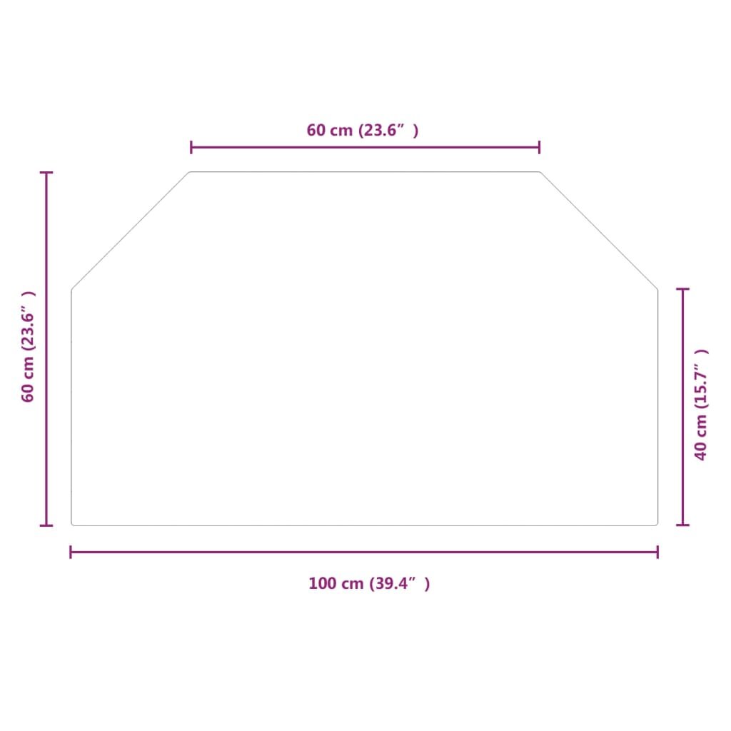 Vidaxl židinio stiklo plokštė, 100x60cm, šešiakampė kaina ir informacija | Priedai šildymo įrangai | pigu.lt