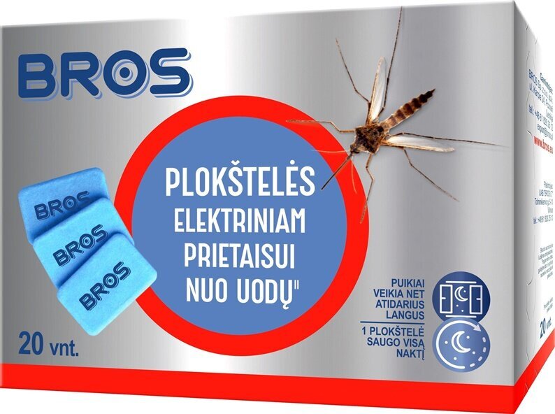 Plokštelės elektriniam prietaisui nuo uodų Bros kaina ir informacija | Vabzdžių naikinimas | pigu.lt