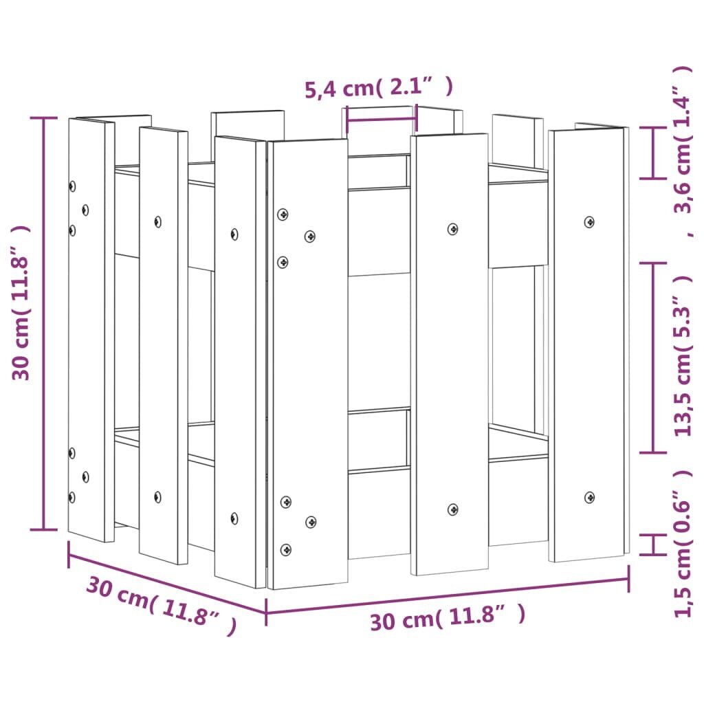 Tvorelės dizaino sodo lovelis vidaXL, 30x30x30cm kaina ir informacija | Loveliai | pigu.lt