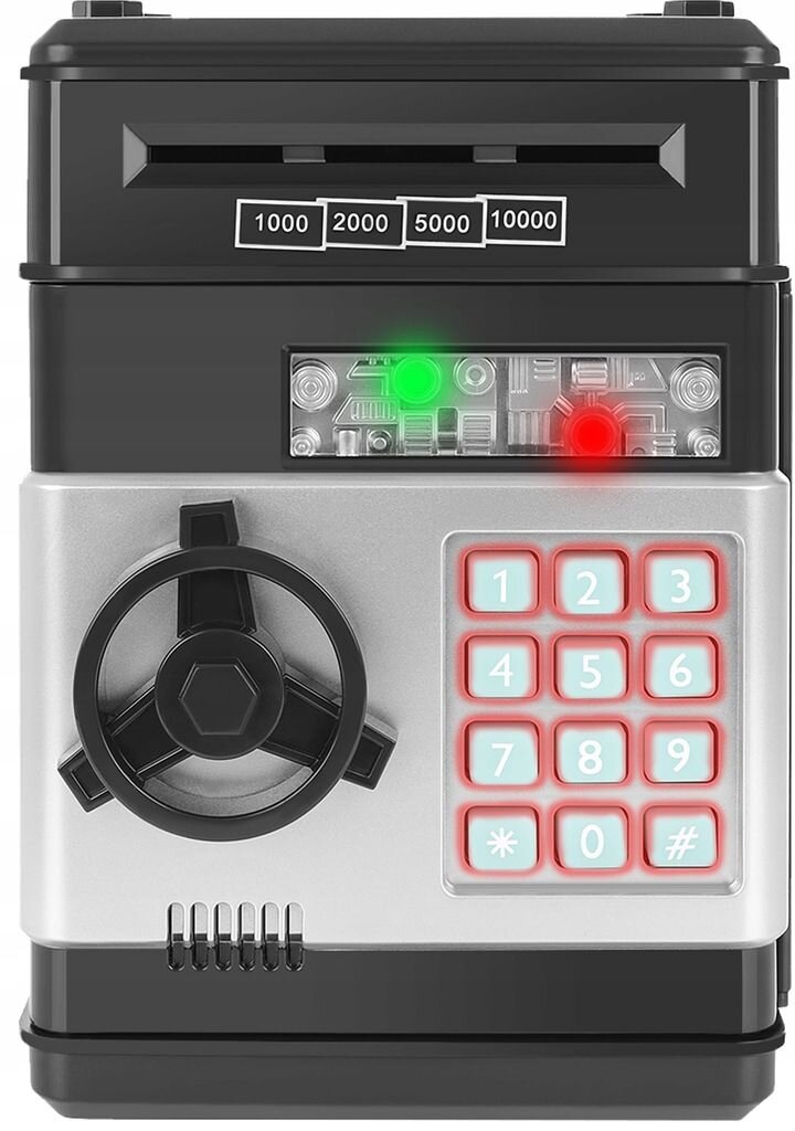 Elektroninis bankomatas su pin kodu-taupyklė 13x12x19,5cm kaina ir informacija | Originalios taupyklės | pigu.lt