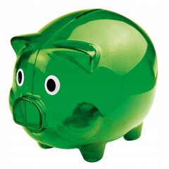 Plastmasinė skaidri žalia kiaulė taupyklė 12.5x10x10cm kaina ir informacija | Originalios taupyklės | pigu.lt