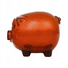 Plastmasinė skaidri raudona kiaulė taupyklė 12.5x10x10cm kaina ir informacija | Originalios taupyklės | pigu.lt