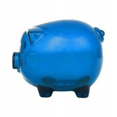 Plastmasinė skaidri mėlyna kiaulė taupyklė 12.5x10x10cm kaina ir informacija | Originalios taupyklės | pigu.lt