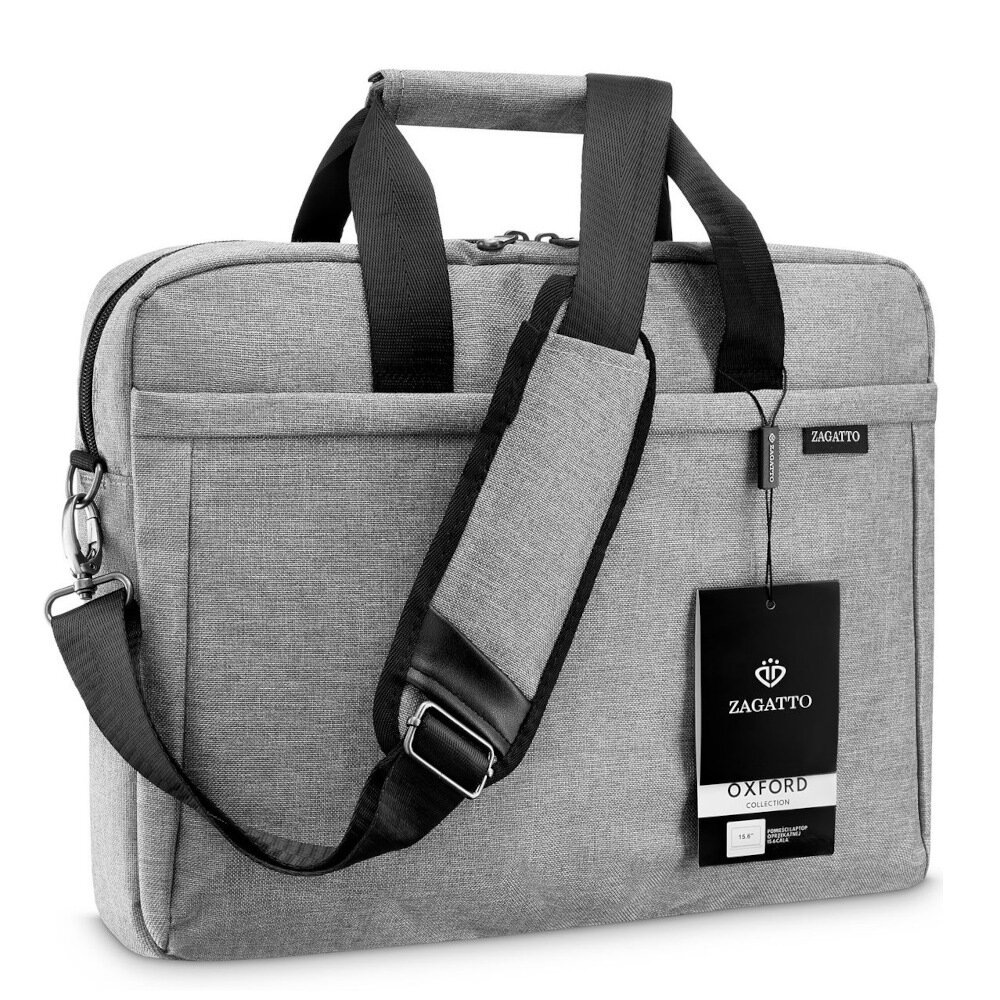 Nešiojamojo kompiuterio krepšys 15,6" pilkos spalvos su diržu per petį Zagatto kaina ir informacija | Krepšiai, kuprinės, dėklai kompiuteriams | pigu.lt