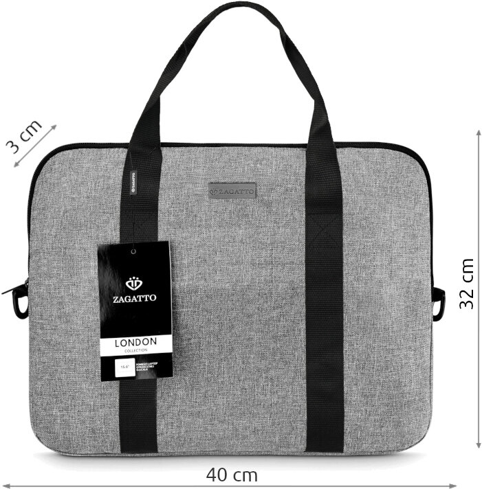 Nešiojamojo kompiuterio krepšys 15,6" plonas su dirželiu per petį Zagatto kaina ir informacija | Krepšiai, kuprinės, dėklai kompiuteriams | pigu.lt