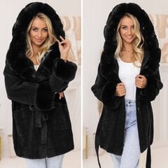 Пальто женское из шерсти альпака, черное цена и информация | Женские пальто | pigu.lt
