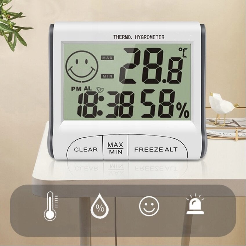 Namų oro stotis Termometras Higrometras Laikrodis kaina ir informacija | Meteorologinės stotelės, termometrai | pigu.lt