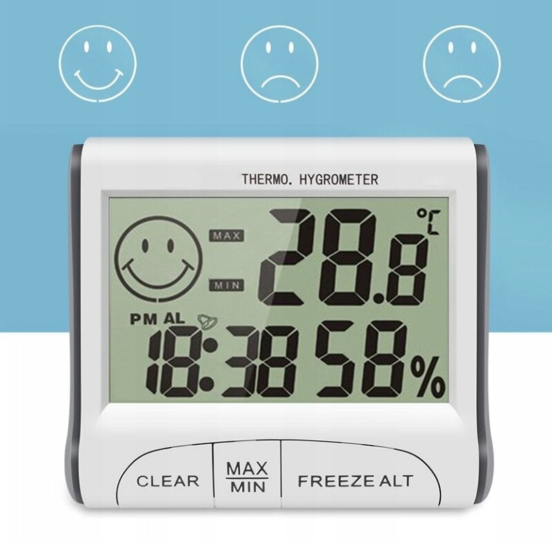 Namų oro stotis Termometras Higrometras Laikrodis kaina ir informacija | Meteorologinės stotelės, termometrai | pigu.lt