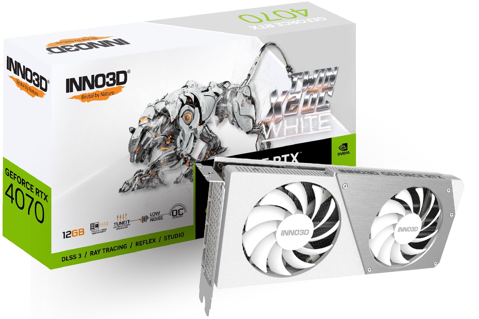 Inno3D GeForce RTX 4070 Twin X2 OC White (N40702-126XX-183052V) цена и информация | Vaizdo plokštės (GPU) | pigu.lt
