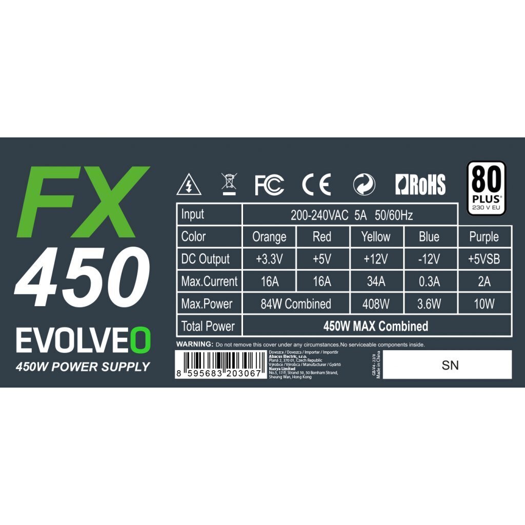 Evolveo FX 450 kaina ir informacija | Maitinimo šaltiniai (PSU) | pigu.lt