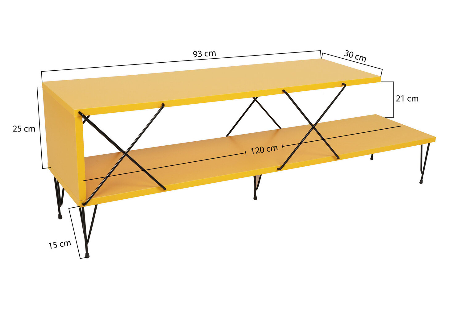 TV stovas Asir, 120x40x30cm, geltonas цена и информация | TV staliukai | pigu.lt