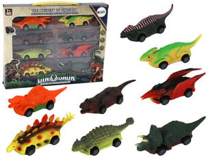 Dinozaurų automobilių rinkinys Lean Toys, 8 vnt kaina ir informacija | Žaislai berniukams | pigu.lt