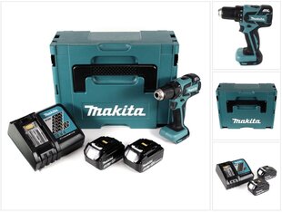 Аккумуляторная дрель/шуруповерт Makita DDF 459 RMJ 18 В 45 Нм Makpac + 2х аккумулятора 4,0 Ач + зарядный блок цена и информация | Шуруповерты, дрели | pigu.lt