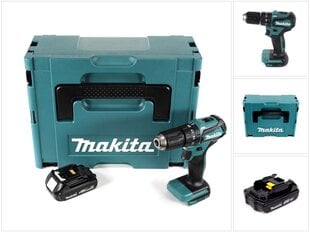 Аккумуляторная ударная дрель Makita DHP 483 Y1J 18В 40Нм Makpac + 1x аккумулятор 1,5 Ач - без зарядного блока цена и информация | Шуруповерты, дрели | pigu.lt