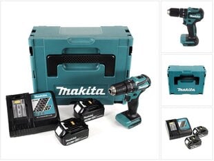 Аккумуляторная ударная дрель Makita DHP 483 RFJ 18В 40Нм + 2x 3.0 Aч аккумулятор + блок зарядки + Makpac цена и информация | Шуруповерты, дрели | pigu.lt