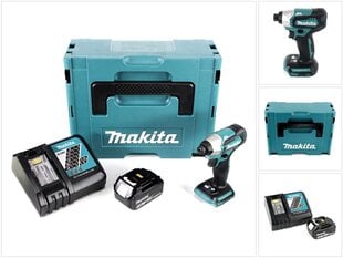 Аккумуляторная ударная отвертка Makita DTD 155 RF1J, 18 В, литий-ионный Makpac + 1х аккумулятор BL1830, 3,0 Ач + 1х зарядное устройство постоянного тока 18 с радиоуправлением цена и информация | Шуруповерты, дрели | pigu.lt
