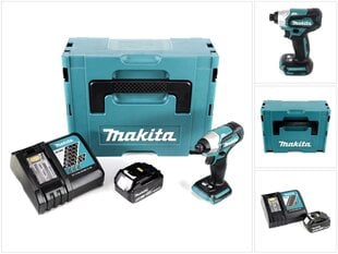 Akumuliatorinis smūginis atsuktuvas Makita DTD 155 RT1J 18 V Makpac + 1 x BL1850 5,0 Ah baterija + 1 x DC 18 RC įkroviklis kaina ir informacija | Suktuvai, gręžtuvai | pigu.lt