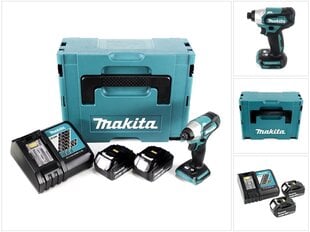 Аккумуляторный ударный шуруповерт Makita DTD 155 RMJ 18 В Makpac + 2 аккумулятора BL1840 B 4,0 Ач + 1 зарядное устройство постоянного тока 18 RC цена и информация | Шуруповерты, дрели | pigu.lt