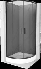 Pusapvalė dušo kabina Mexen Rio su padėklu ir sifonu, Graphite/Black, 70 x 70 cm kaina ir informacija | Dušo kabinos | pigu.lt