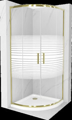 Pusapvalė dušo kabina Mexen Rio F su padėklu ir sifonu, pusiau matinė, Gold+White/Gold, 80 x 80 cm цена и информация | Душевые кабины | pigu.lt