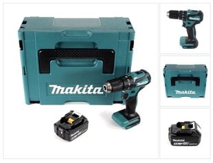 Аккумуляторная ударная дрель Makita DHP 483 T1J 18 В 40 Нм + 1x аккумулятор 5,0 Ач + Makpac - без зарядного блока цена и информация | Шуруповерты, дрели | pigu.lt