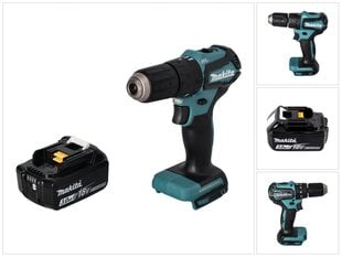 Аккумуляторная ударная дрель Makita DHP 483 F1 18 В 40 Нм + 1х аккумулятор 3,0 Ач - без устройства для зарядки цена и информация | Шуруповерты, дрели | pigu.lt