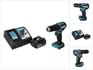 Аккумуляторная ударная дрель Makita DHP 483 RT1 18 В 40 Нм + 1х аккумулятор 5,0 Ач + устройство для зарядки цена и информация | Шуруповерты, дрели | pigu.lt