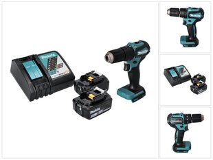 Аккумуляторная ударная дрель Makita DHP 483 RT 18 В 40 Нм + 2х аккумулятора 5,0 Ач + устройство для зарядки цена и информация | Шуруповерты, дрели | pigu.lt