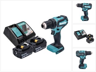 Аккумуляторная дрель-шуруповерт Makita DDF 485 RM 18 В 50 Нм + 2х аккумулятора 4,0 Ач + устройство для зарядки цена и информация | Шуруповерты, дрели | pigu.lt