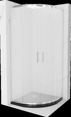 Pusapvalė dušo kabina Mexen Rio F su padėklu ir sifonu, matinė, Chromas+Juoda/Chromas, 80 x 80 cm kaina ir informacija | Dušo kabinos | pigu.lt