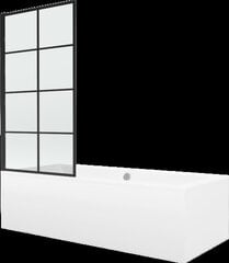Vonia Mexen Cube su apdaila ir stiklo sienele, 180x80 cm + 70 cm, Balta+I/lankstus/Juodas tinklelis kaina ir informacija | Vonios | pigu.lt