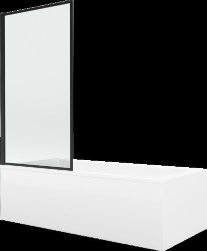 Vonia Mexen Cubik su apdaila ir stiklo sienele, 150x70 cm + 70 cm, baltas+I/lankstus/juodas rėmas kaina ir informacija | Vonios | pigu.lt
