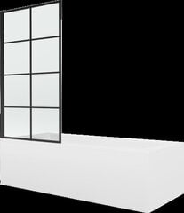 Vonia Mexen Vega su apdaila ir stiklo sienele, 150x70 cm + 70 cm, white+I/swing/black grid kaina ir informacija | Vonios | pigu.lt
